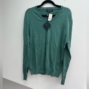 NWT Brooks Brothers size large long sleeve Supima cotton sweater in blue green
